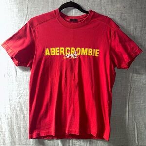 VTG Abercrombie & Fitch Hula Girl Pin Up Shirt Y2K Muscle Fit Red Distressed XL